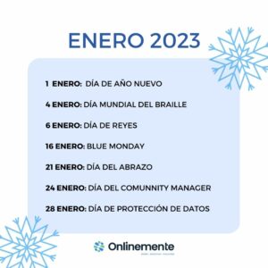 enero calendario community manager 2023